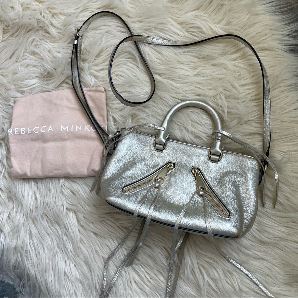 Rebecca Minkoff Micro Moto crossbody in metallic gold